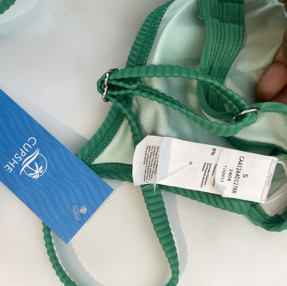 Cupshe Green Ribbed Bikini Set Size Small NWT - Picture 2 of 2